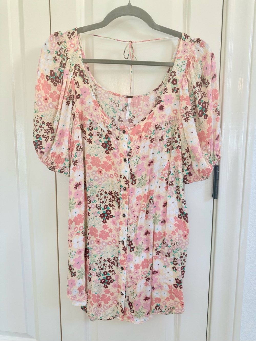 Free People Callie Printed Tunic Mini Dress Ditsy Floral Vintage Combo Size S
